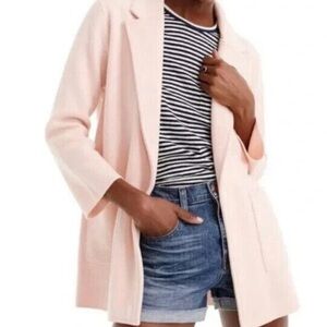 J. Crew Sophie Sweater Blazer Cotton Open Front Pink Blush Classic Layer Knit L